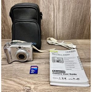 Canon PowerShot A550 7.1MP Camera-Silver-w/Case, 1gb SD, Cable & Manual - Tested